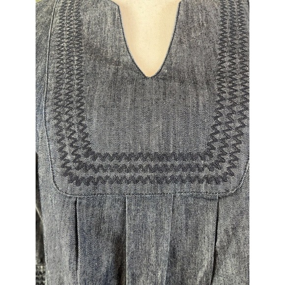 Boden Denim Jean Dress size 4 Embroidery A Line Above Knee Casual Boho Beach - Picture 9 of 14